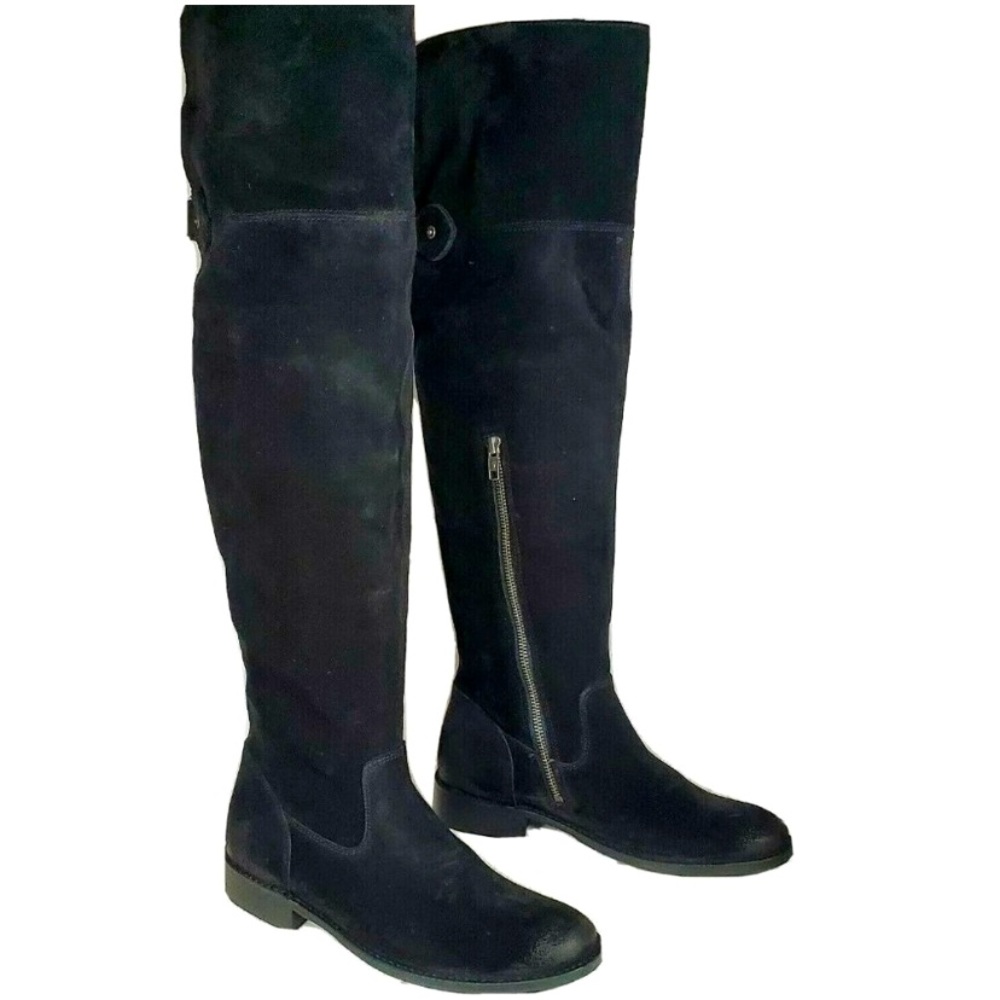 Frye Shirley OTK Black Suede Boots